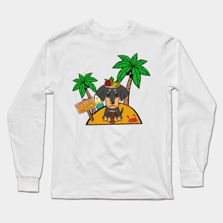 Funny dachshund is on a deserted island Long Sleeve T-Shirt